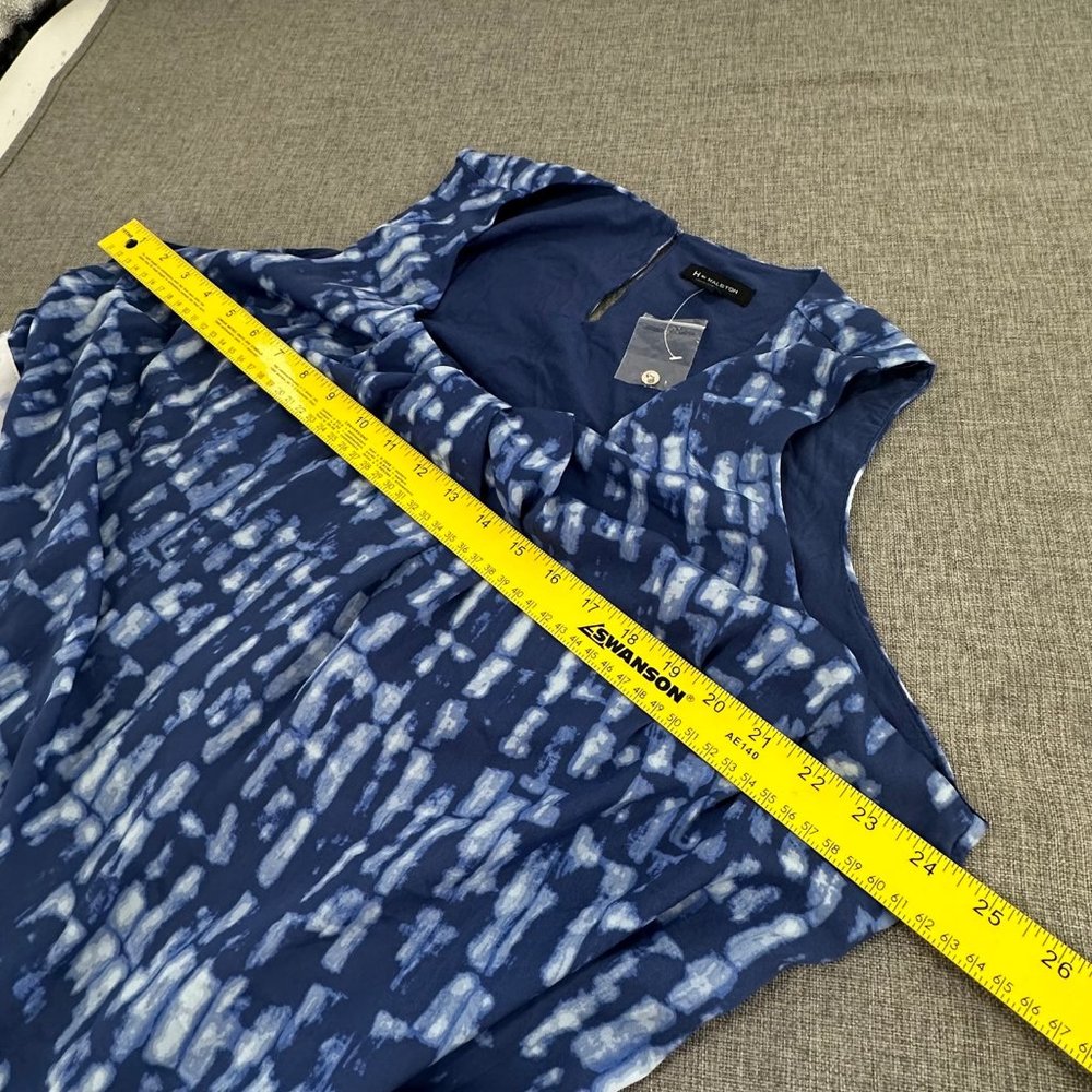 H By Halston Sleeveless Blouse Blue Layered Tie Dye 22W Brand New Polyester Rayo - Picture 7 of 11